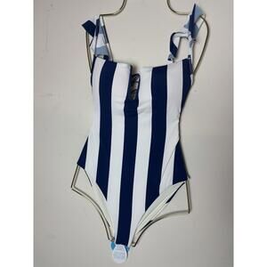 WET Swimwear Navy Striped Swimsuit, SZ M, $188, NWT